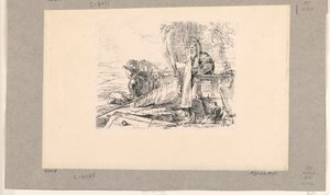 Mago de pie, soldado sentado y un hombre, de los Vari Capricci de Giovanni Battista Tiepolo