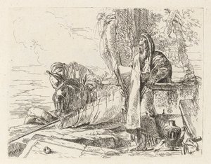 Filósofo de pie y otras dos figuras, de Vari capricci (Varios Capriccios) de Giovanni Battista Tiepolo