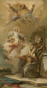 La Inmaculada Concepción (Joaquín y Ana recibiendo a la Virgen María de manos de Dios Padre)
La Virgen María presentada a los Santos Joaquín y Ana por Dios Padre de Giovanni Battista Tiepolo
