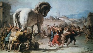 La procesión del caballo de Troya en Troya, c1760 de Giovanni Battista Tiepolo