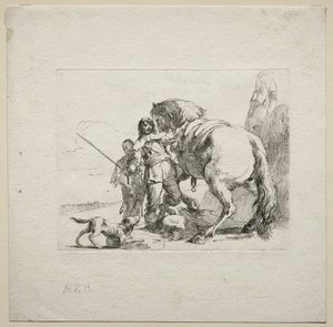 Varios caprichos: El caballero montando su caballo, 1785