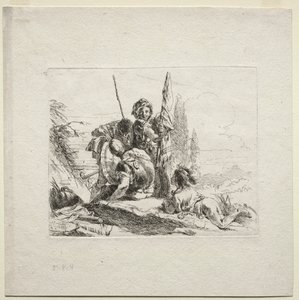 Caprichos varios: Los tres soldados y el niño de Giovanni Battista Tiepolo