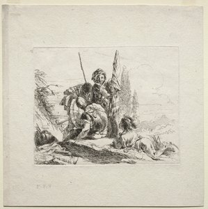 Varios caprichos: Los tres soldados y el niño, 1785 de Giovanni Battista Tiepolo