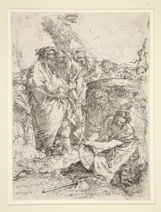 Mujer Arrodillada y Sosteniendo un Plato, de la serie Scherzi de Giovanni Battista Tiepolo