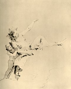 Mujer descansando en nubes y sostenida por un Cupido de Giovanni Battista Tiepolo