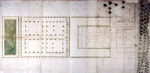 Plano de la villa Medici en Agnano de Giovanni Battista da Sangallo
