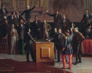 Gobierno temporal de Venecia eligiendo resistencia hasta el amargo final (1849), pintura de Giovanni Battista Della Libera de Giovanni Battista della Libera