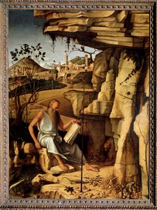 San Jerónimo en el desierto Pintura de Giovanni Bellini dit il Giambellino 1479 Dim 145x114 cm Palazzo Pitti Florencia