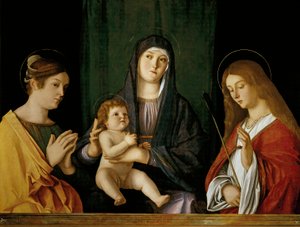 La Virgen con el Niño entre dos santos de Giovanni Bellini