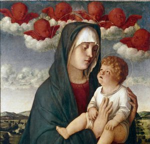 Virgen con niño y ángeles (detalle)