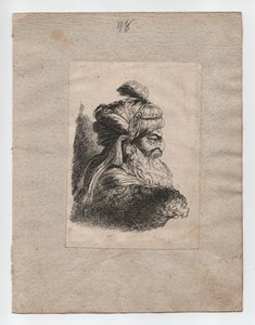 Cabeza turca con turbante, c. 1760 (grabado) de Giovanni Benedetto (1609 64) (after) Castiglione