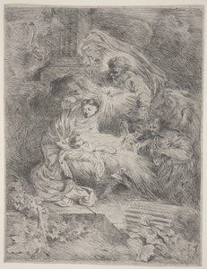 La Natividad con Dios Padre, la Paloma del Espíritu Santo y Ángeles, c.1645 de Giovanni Benedetto Castiglione
