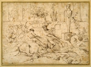 La peste en Ashdod (pluma y tinta sobre papel) de Giovanni Benedetto (1609 64) Castiglione