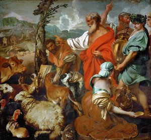 El Arca de Noé: Los animales abordan el Arca de Noé de Giovanni Benedetto Castiglione