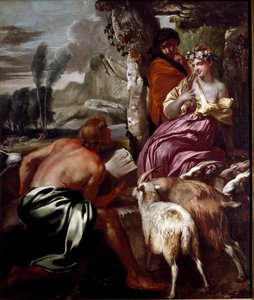 Jacob se encuentra con Raquel en el pozo de Giovanni Benedetto Castiglione