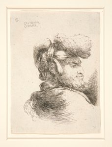 Un hombre de perfil, girado a la derecha, de la serie Les petites tetes d de Giovanni Benedetto Castiglione