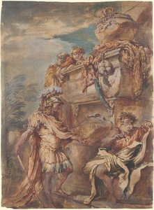 Alejandro en la tumba de Ciro de Giovanni Benedetto Castiglione