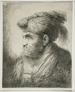 Hombre Barbudo con Turbante, 1647-51 de Giovanni Benedetto Castiglione