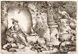 Circe transforma a los hombres de Ulises en bestias de Giovanni Benedetto Castiglione