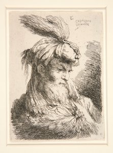 Figura mirando hacia la derecha, de la serie Pequeños estudios de cabezas. de Giovanni Benedetto Castiglione