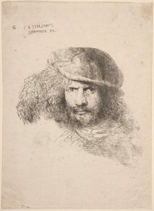 Cabeza de un joven con sombrero emplumado (supuesto autorretrato) de Giovanni Benedetto Castiglione