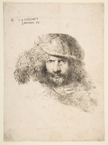 Cabeza de un hombre con gorra emplumada posiblemente Bernini, posiblemente un autorretrato de Giovanni Benedetto Castiglione