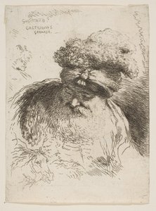 Cabeza de un anciano barbudo con turbante, de la serie de Pequeñas Cabezas en Orie..., ca. 1645-1650 de Giovanni Benedetto Castiglione