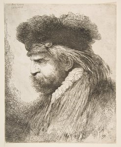 Cabeza de un anciano mirando a la izquierda, de la serie de Grandes Cabezas Orientales, ca. 1645-50 de Giovanni Benedetto Castiglione
