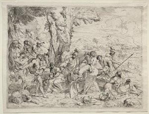 Labán buscando ídolos en el equipaje de Raquel, c. 1635 de Giovanni Benedetto Castiglione