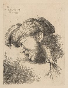 Hombre con turbante, con una corbata alrededor del cuello