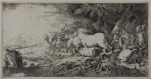 Noé y los animales entrando en el arca de Giovanni Benedetto Castiglione