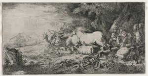 Noé y los animales entrando en el arca, 1650-1655 de Giovanni Benedetto Castiglione
