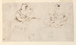 Mujer sentada, madre e hijo de Giovanni Benedetto Castiglione