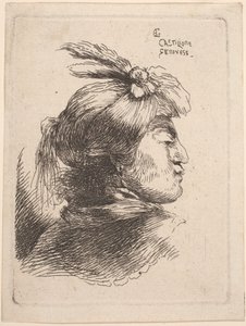 Pequeña cabeza oriental de Giovanni Benedetto Castiglione