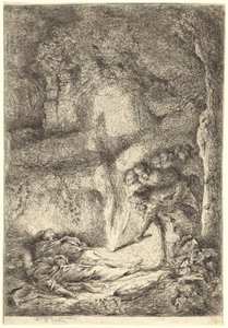 Los cuerpos de los santos Pedro y Pablo escondidos en las catacumbas de Giovanni Benedetto Castiglione
