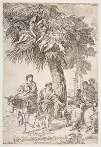 La Sagrada Familia en su huida a Egipto, ca. 1647 de Giovanni Benedetto Castiglione