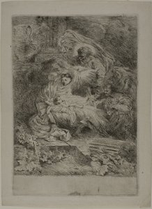 La Natividad con Dios Padre y ángeles de Giovanni Benedetto Castiglione