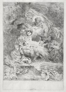 La Natividad con Dios Padre y el Espíritu Santo de Giovanni Benedetto Castiglione