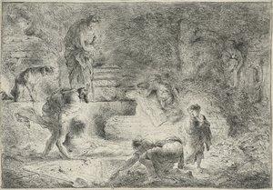 Tobías enterrando a los muertos, c.1647-51 de Giovanni Benedetto Castiglione