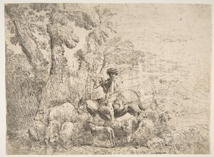 Joven pastor a caballo de Giovanni Benedetto Castiglione