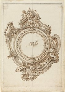 Un reloj rococó con sirenas, putti, máscaras y un ave del paraíso