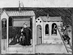 Decamerón, Una mujer va a la iglesia a confesarse; un joven visita a la mujer. Tercer día, cuento 3 de Giovanni Boccaccio