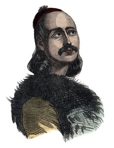 Markos Botsaris (Marco Botzaris) general y héroe de la Guerra de Independencia Griega 1788-1823 - grabado por Giovanni Boggi de Giovanni Boggi
