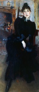 Alaide Banti en la chimenea de Giovanni Boldini
