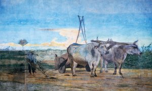 Recolección de estiércol, carro con bueyes de Giovanni Boldini