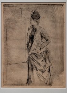 Retrato de una joven de pie y de perfil (La visita)