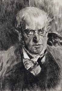 Retrato del pintor Adolph Menzel, detalle de Giovanni Boldini