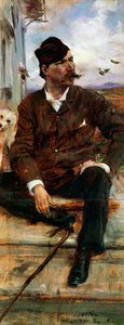 Retrato del pintor Cristiano Banti con sombrero de cuadros de Giovanni Boldini