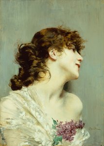 Perfil de una mujer joven (óleo sobre tabla) de Giovanni Boldini