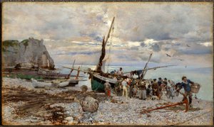 El regreso de los barcos pesqueros, Étretat de Giovanni Boldini